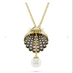 Idyllia Y pendant Crystal pearl, Shell, White, Gold-tone plated